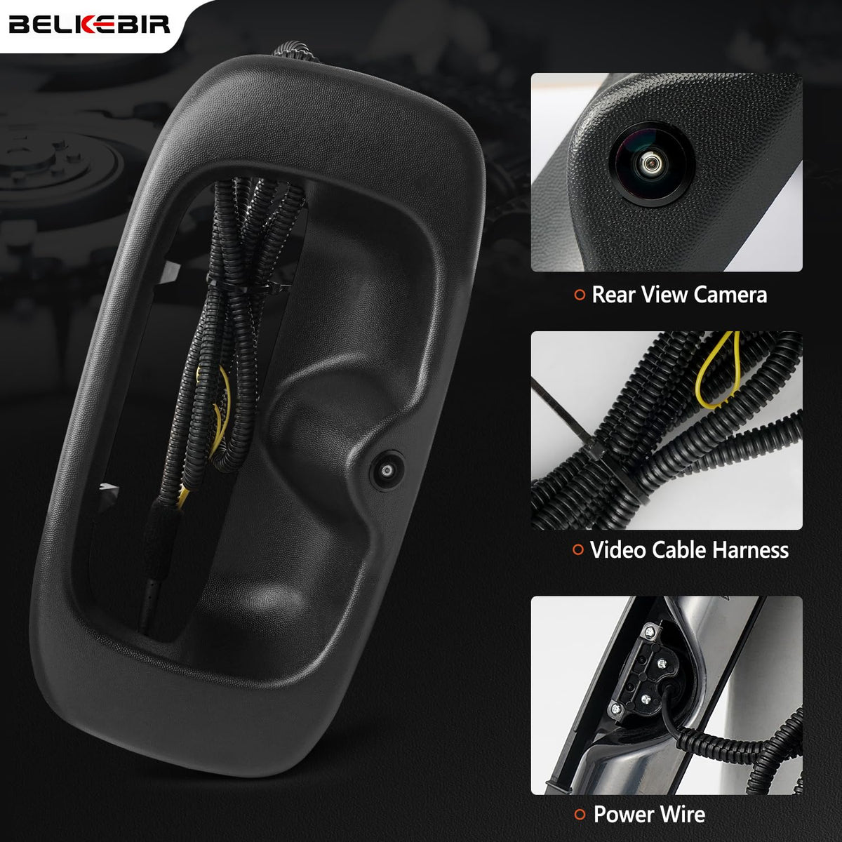 BELKEBIR backside connector and harness illustrating simple plug-in benefit