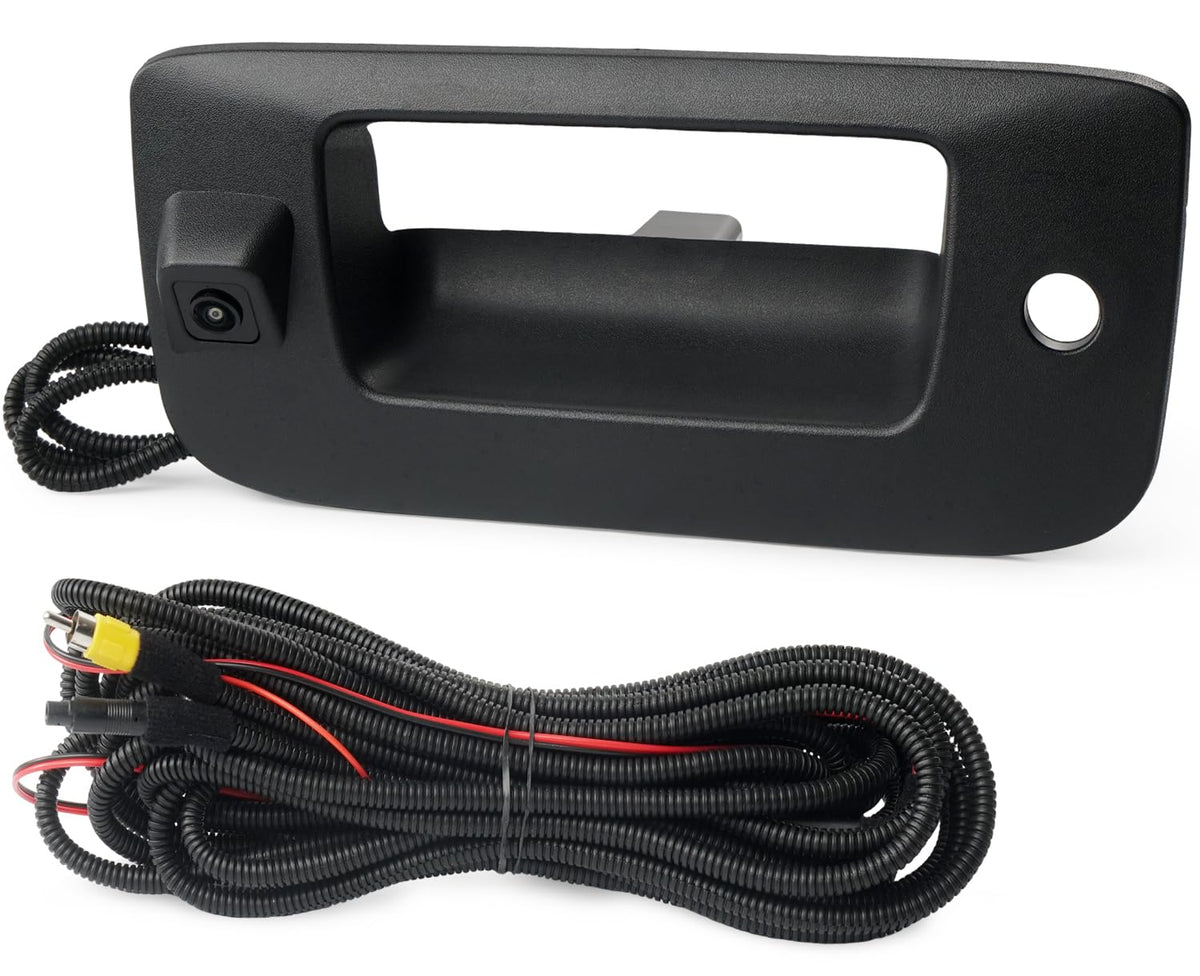 BELKEBIR front tailgate handle camera showing clean OEM look and improved rear visibility