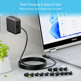 Belker 90W universal charger with safety guards protects devices during use.