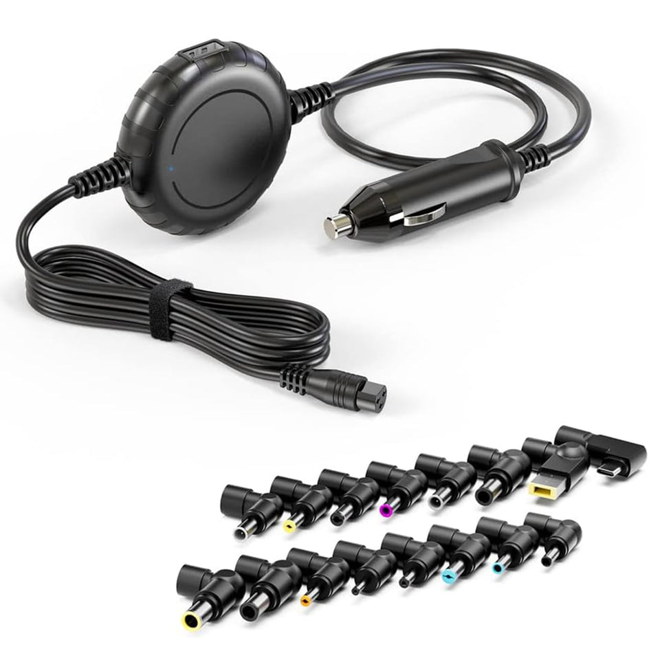 Belker front view of car charger showing compact design and benefit of space saving