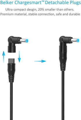 Belker universal laptop charger side ports, easy connectivity for notebooks