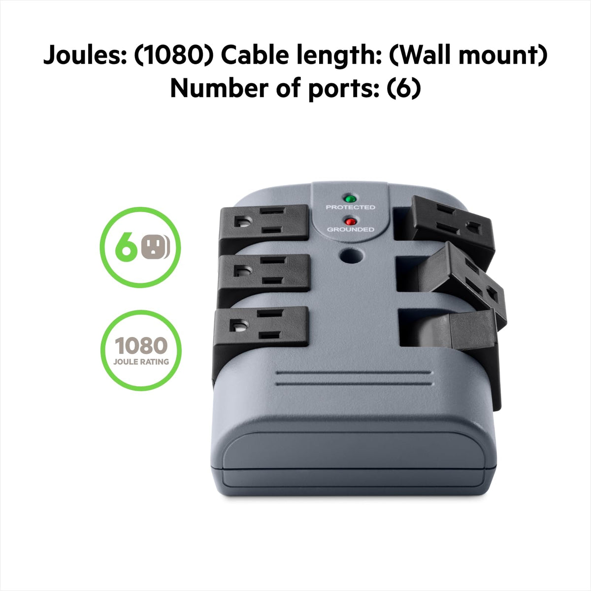 Belkin 1080 joules surge protection for added safety.
