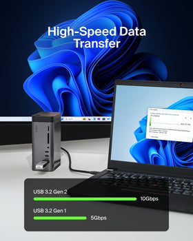 Belkin 11-in-1 Pro GaN Dock 150W triple-monitor display