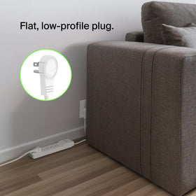 Belkin surge protector featuring a 360-degree rotating plug for easy access