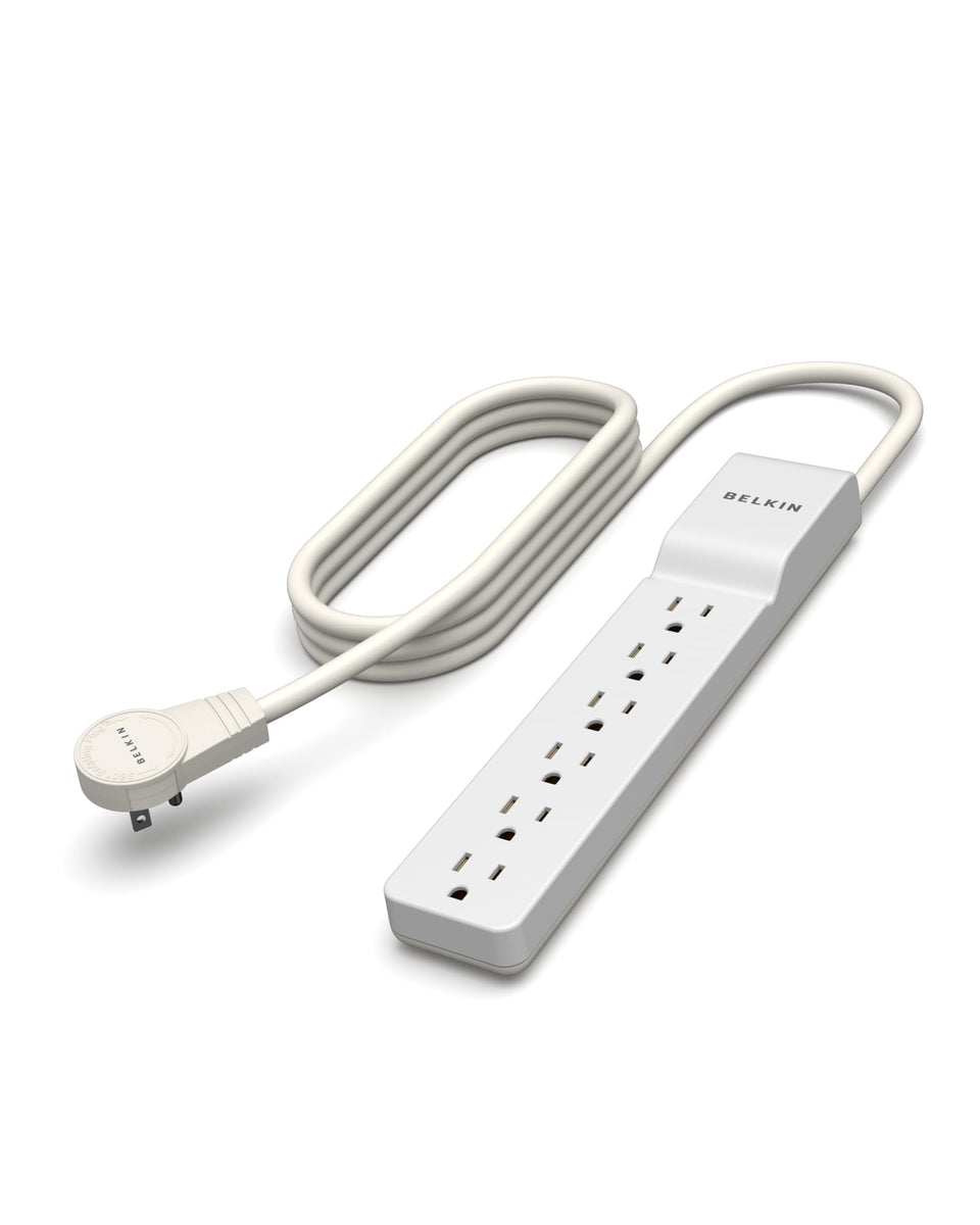 Belkin 6-outlet SlimLine power strip with six surge-protected outlets for home electronics