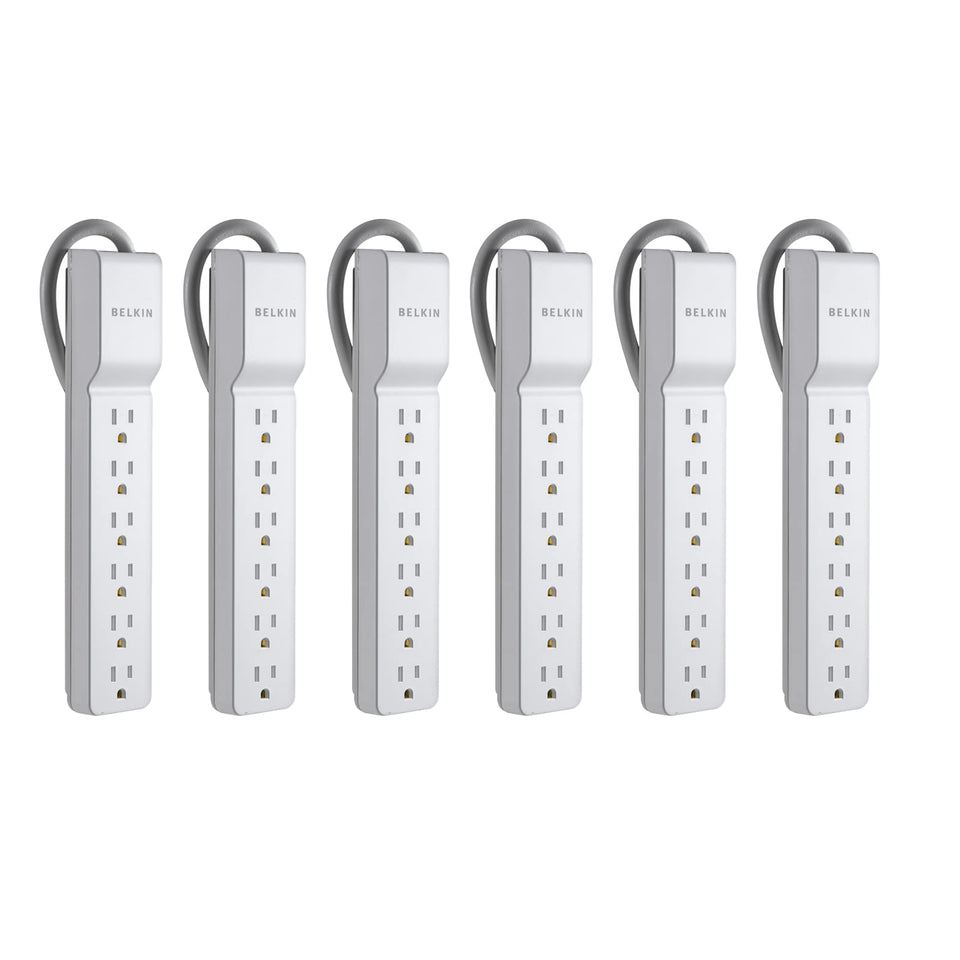Belkin 6-outlet surge protector with flat rotating plug, versatile wall access