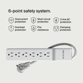 Belkin surge protector with 6ft cord for flexible desk placement