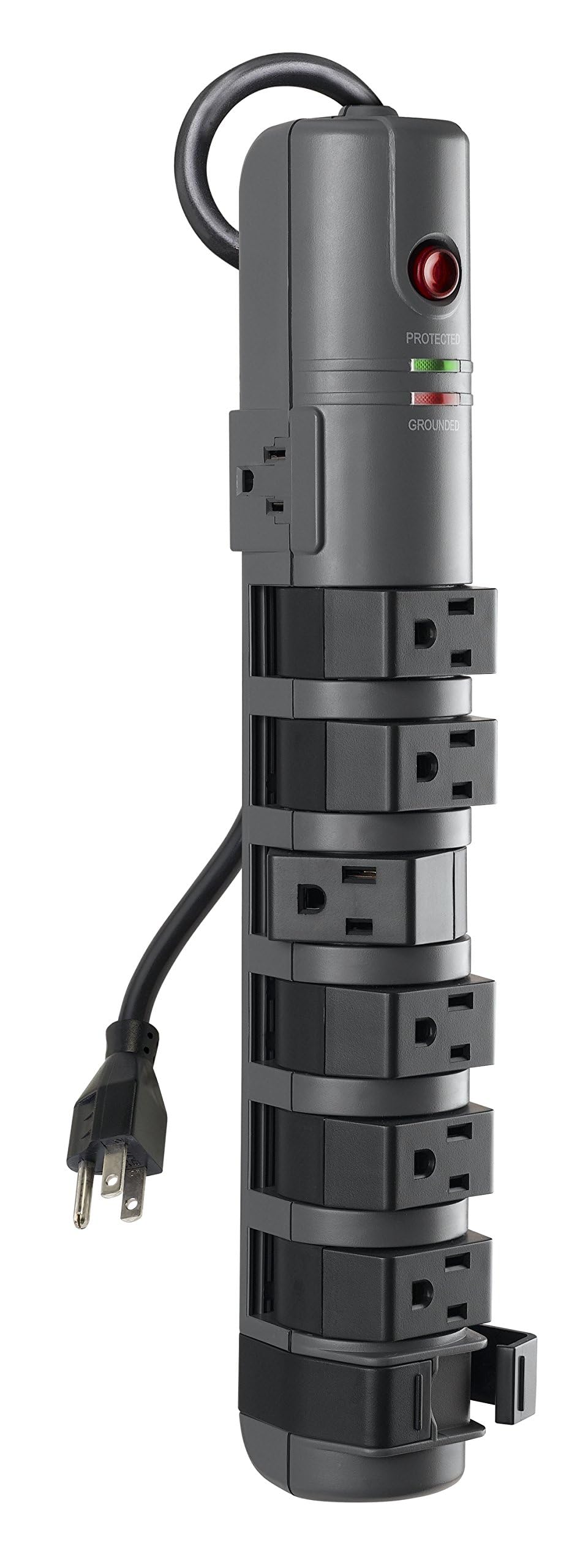 Belkin 8-Outlet Pivot-Plug Surge Protector with 1800 Joules protects devices from surges