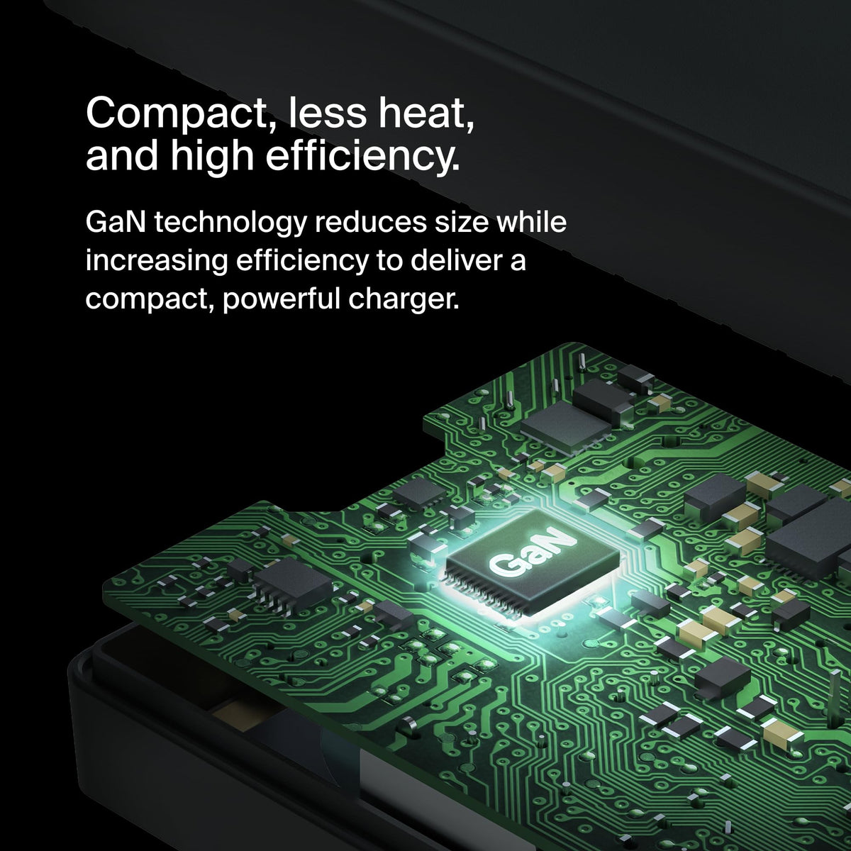 Belkin adapter with 1.5m USB-C cable and detachable power cord arranged for clarity and convenience