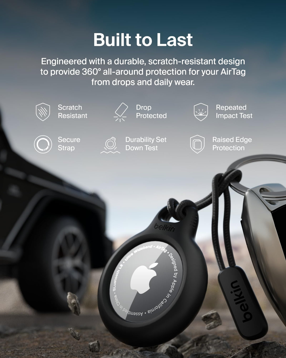 Belkin AirTag case with clip-on design for versatile mounting
