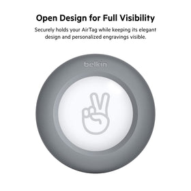 Belkin AirTag holder secured to luggage handle for reliable travel tracking benefit