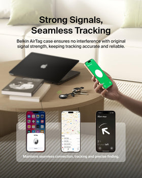 Belkin AirTag holder on a pet collar for convenient tracking