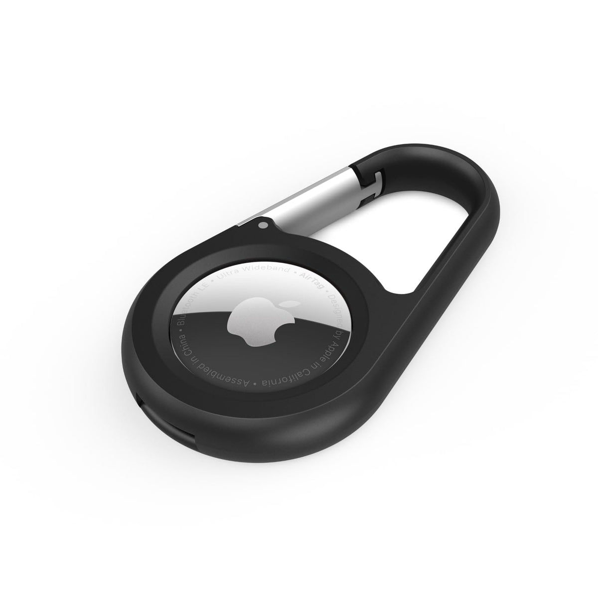 Belkin AirTag Secure Holder with black carabiner keeps keys trackable and secure.
