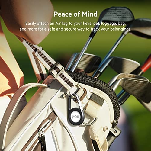 Belkin AirTag Secure Holder with green carabiner suits backpacks and travel gear.
