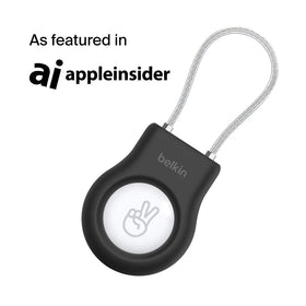 Belkin AirTag Secure Holder key ring attachment demonstrating easy on-the-go organization