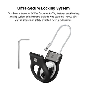 Belkin AirTag Secure Holder on pet collar attachment showing safe, secure tracking at all times
