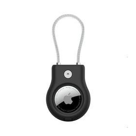 Belkin AirTag Secure Holder with wire cable closeup highlighting durable locking for travel