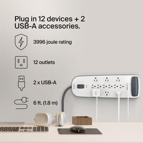 Belkin close-up of BlockSpace outlets fitting large chargers easily benefit
