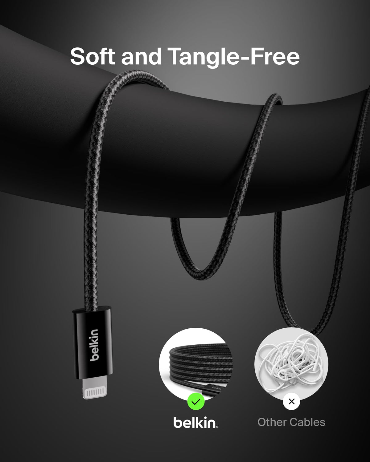 Belkin BoostCharge rolled for storage and tangle-free transport