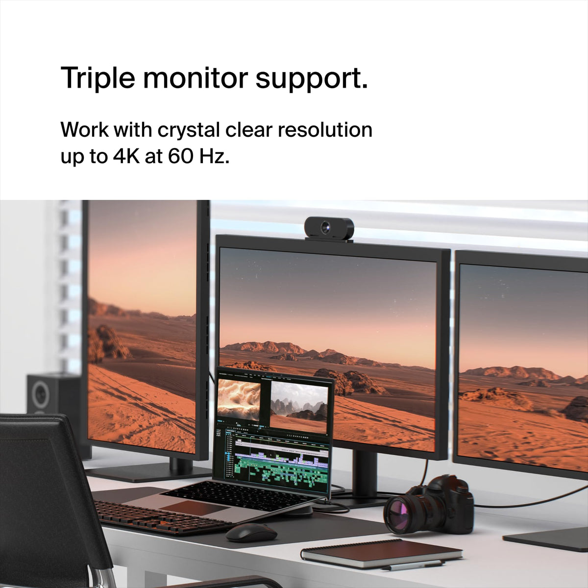 Belkin Connect 11-in-1 dock enabling a 3-monitor setup for productivity