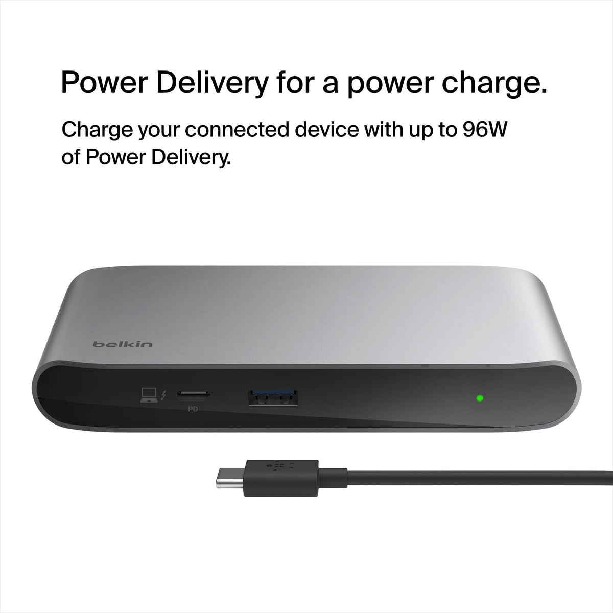 Belkin Connect Thunderbolt 4 Docking Station 96W power delivery in action