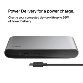 Belkin Connect Thunderbolt 4 Docking Station 96W power delivery in action