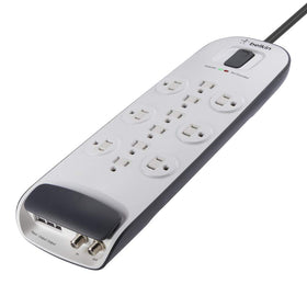 Belkin 8ft cord and flat plug detail offering flexible placement