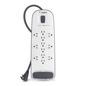 Belkin front view showing 12 outlets and clean organization benefit