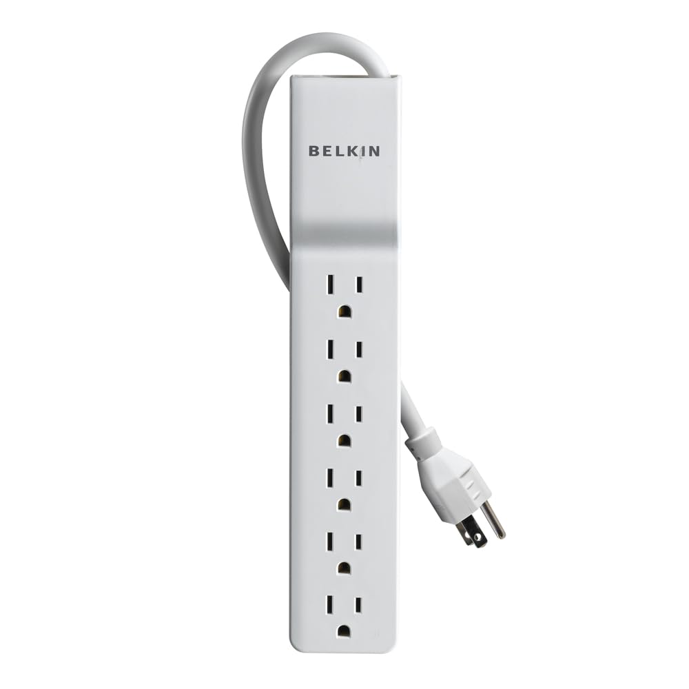 Belkin front view six outlets showing many connection options and neat organization