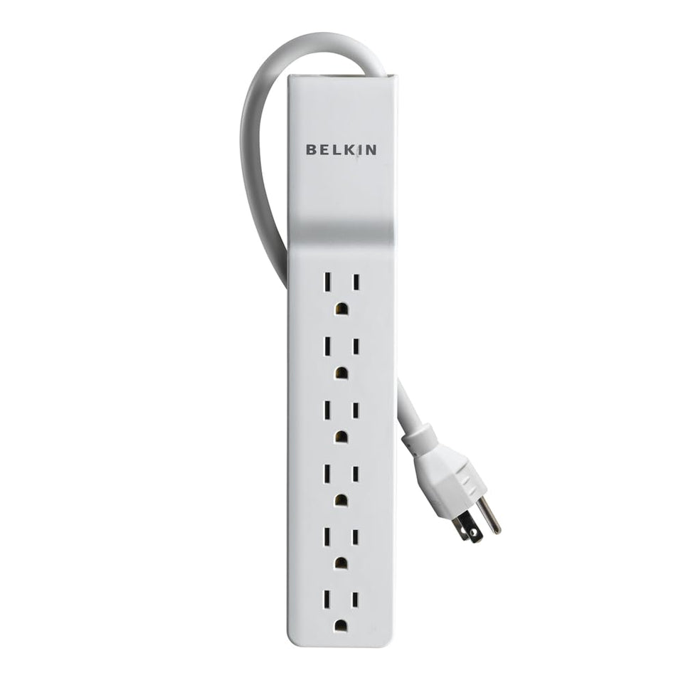 Belkin front view six outlets showing many connection options and neat organization