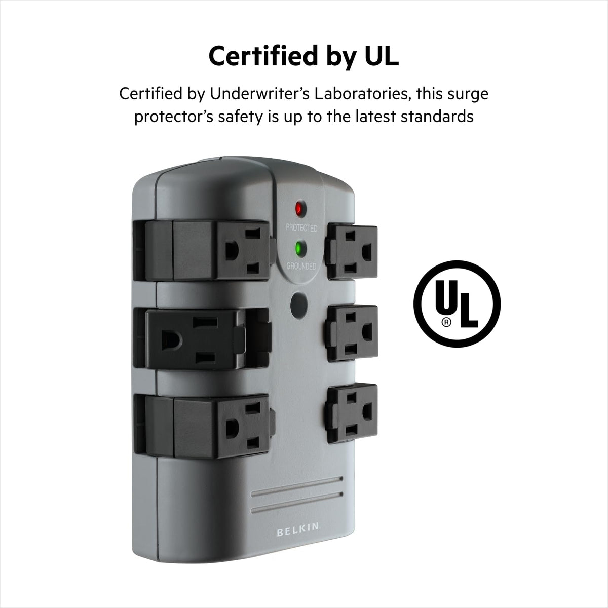 Belkin surge protector indicator light shows protection status at a glance.