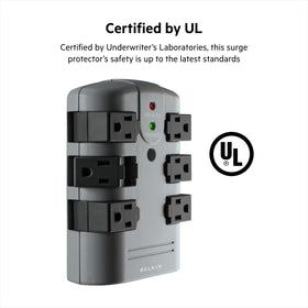 Belkin surge protector indicator light shows protection status at a glance.