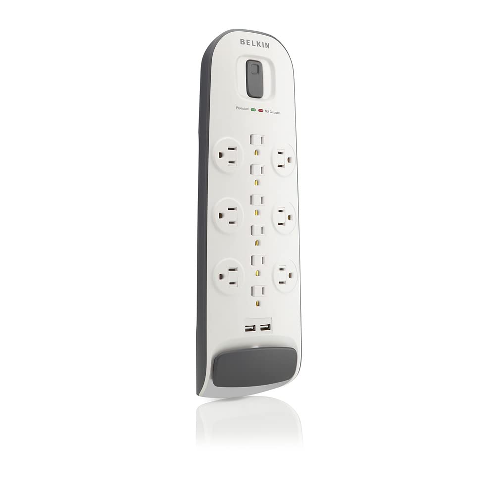 Belkin mountable power strip with wide outlets for bulky plugs.