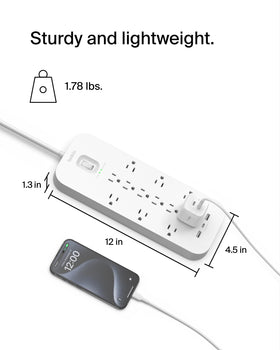 Belkin mounting keyholes and included mount for tidy wall or underside-desk installation
