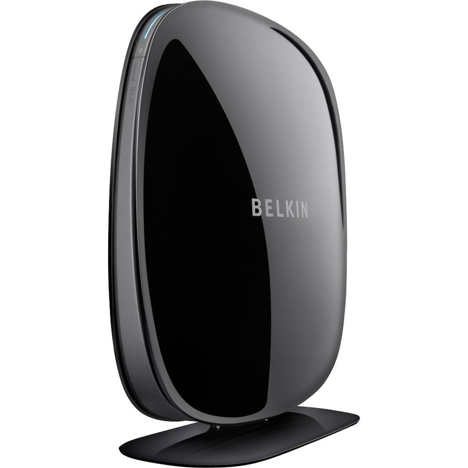 Belkin N600 router front view, dual-band performance for streaming and gaming