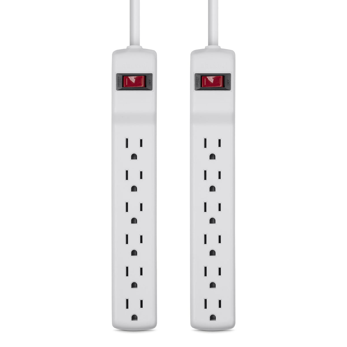 Belkin 2-pack packaging shown for convenient, safe power distribution in any room.