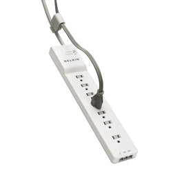 Belkin power strip with 6-foot cord ready for remote work and travel.