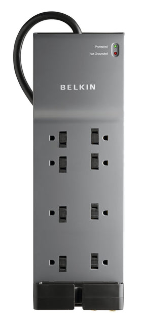 Belkin power strip with eight outlets and 3550-joule protection for clutter-free charging.