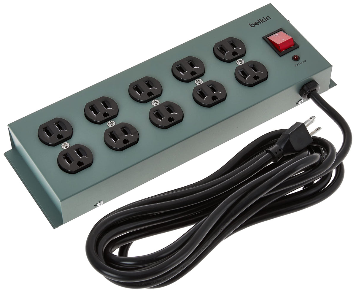 Belkin power strip surge protector with 10 outlets and a 15-foot cord for clutter-free desks