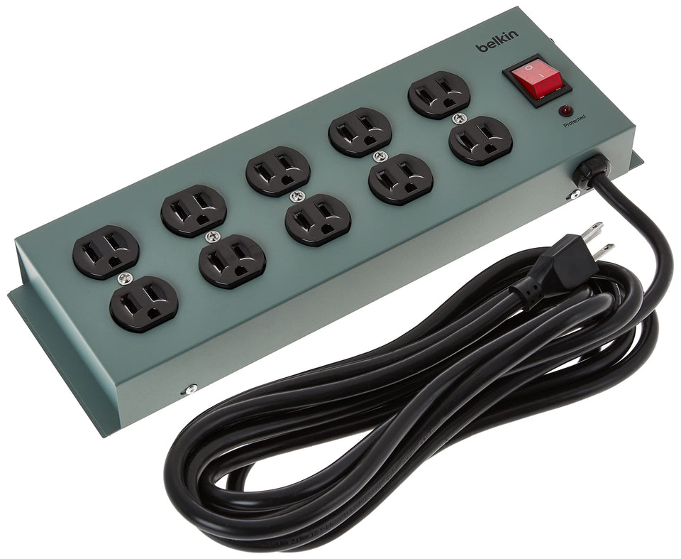 Belkin power strip surge protector with 10 outlets and a 15-foot cord for clutter-free desks