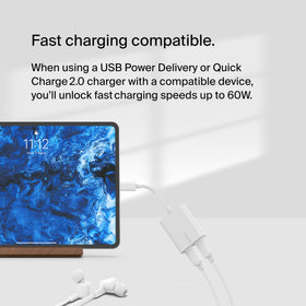 Belkin RockStar connected to smartphone demonstrating simultaneous charging and listening