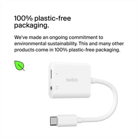 Belkin ROCKSTAR packaging and included USB-C charge adaptor for quick setup
