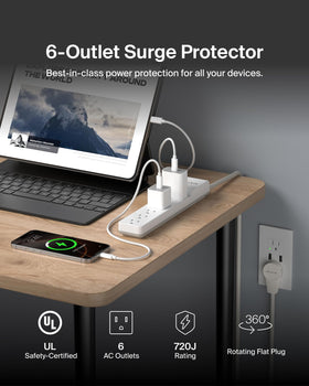 Belkin rotating plug enables flexible placement for wall outlets.