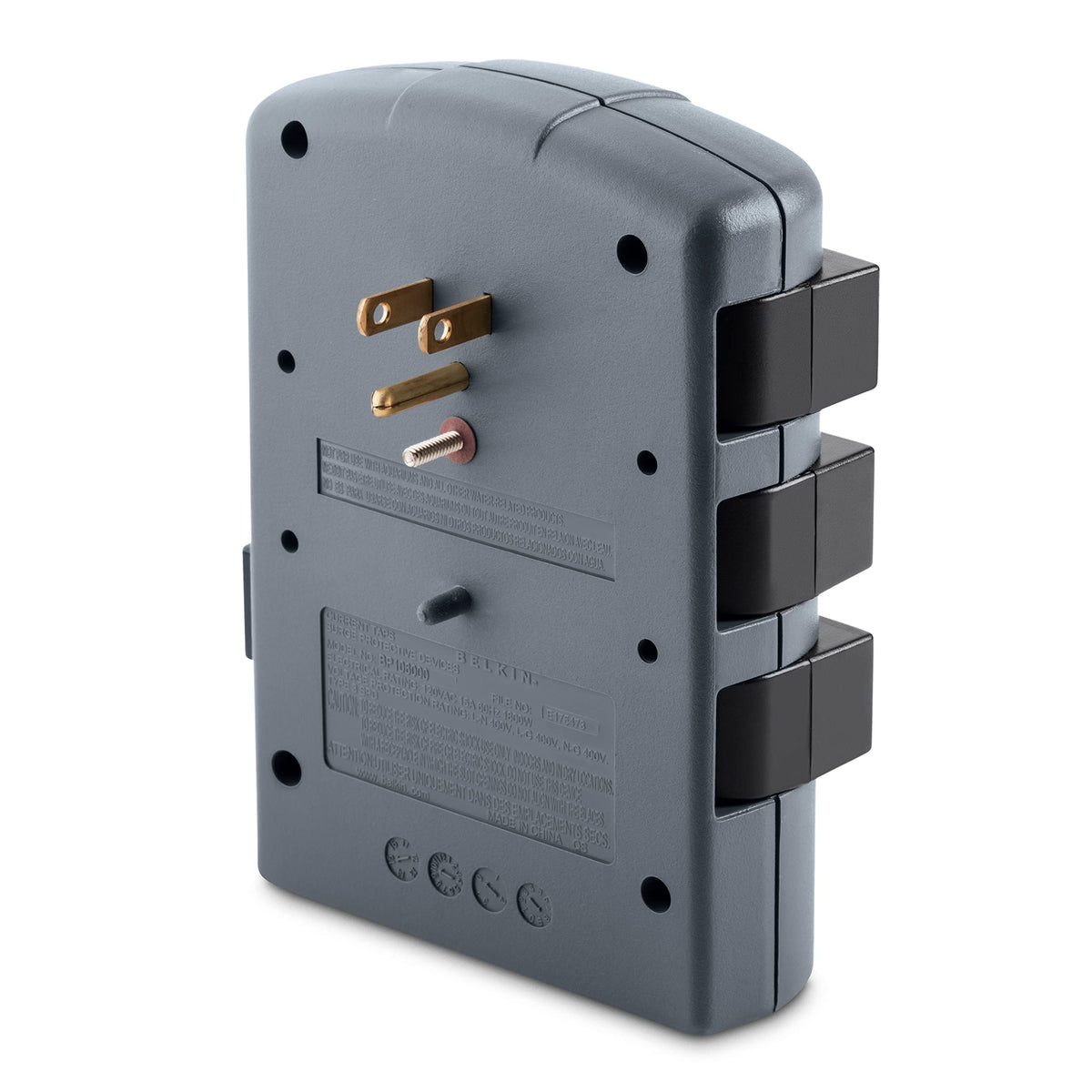 Belkin rotation-outlets close-up showing compact design for bulky adapters