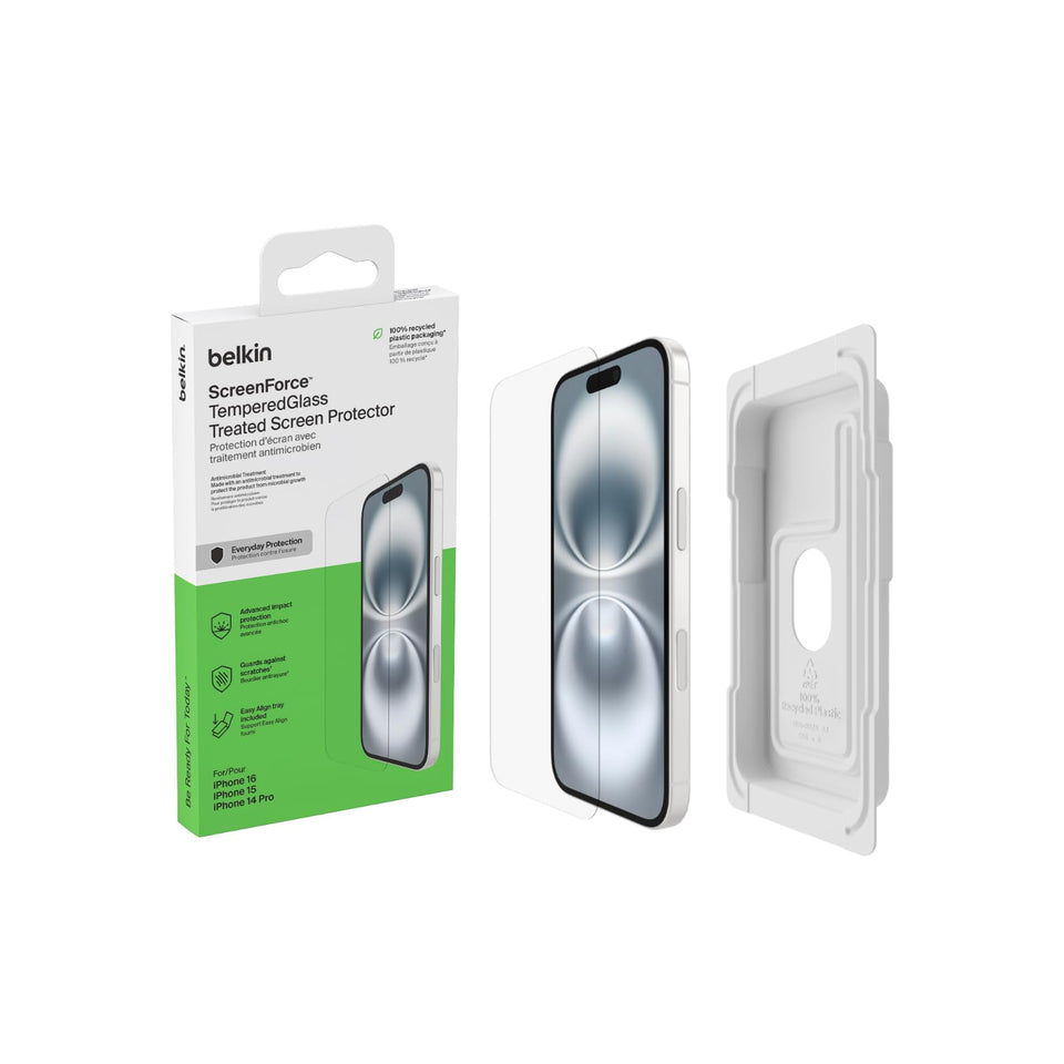 Belkin ScreenForce tempered glass protects iPhone edge-to-edge from everyday drops.