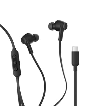 Belkin SoundForm ANC earbuds close-up showing compact design and comfort