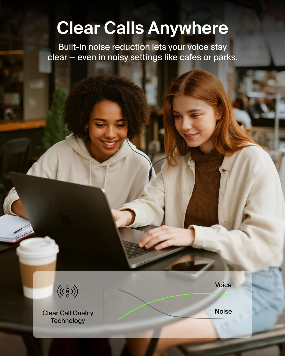 Belkin SoundForm ANC built-in microphone for clear calls