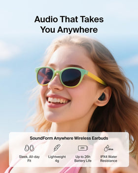 Belkin SoundForm Anywhere earbuds with IPX4 sweat resistance during workouts
