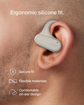 Belkin SoundForm ClearFit earbuds connected via Bluetooth 5.3
