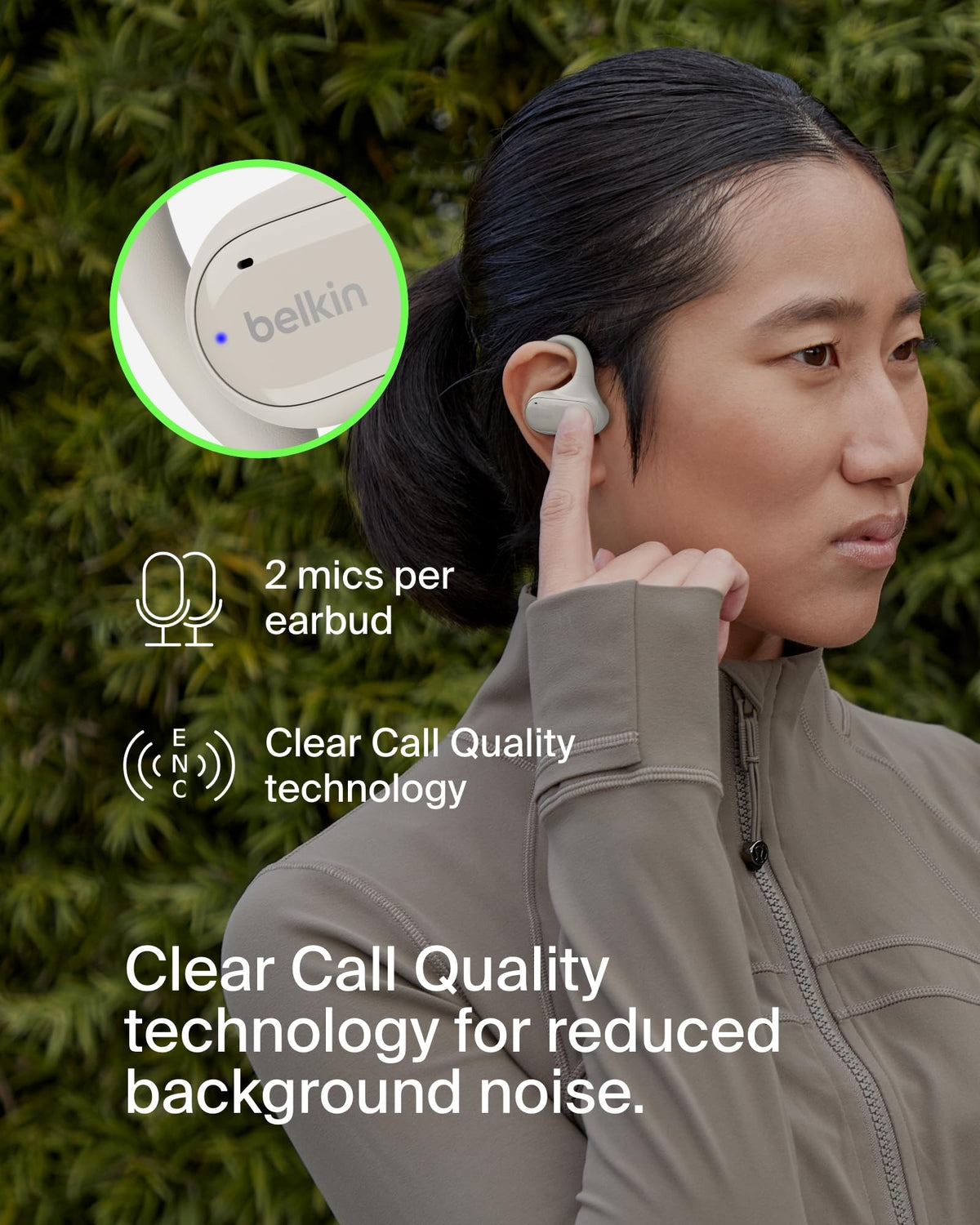 Belkin SoundForm ClearFit dual-device multipoint connection in use
